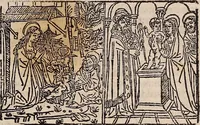 An illustration from Catalogus sanctorum [et] gestorum eoru[m] ex diuersis voluminibus collectus: editus a reuere[n]dissimo in [Christo] patre domino Petro de natalibus de venetijs dei gratia e[pisco]po Equilino (1506)