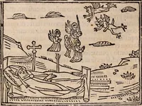 An illustration from Catalogus sanctorum [et] gestorum eoru[m] ex diuersis voluminibus collectus: editus a reuere[n]dissimo in [Christo] patre domino Petro de natalibus de venetijs dei gratia e[pisco]po Equilino (1506)
