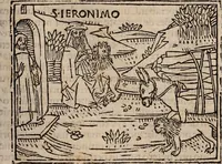 An illustration from Catalogus sanctorum [et] gestorum eoru[m] ex diuersis voluminibus collectus: editus a reuere[n]dissimo in [Christo] patre domino Petro de natalibus de venetijs dei gratia e[pisco]po Equilino (1506)