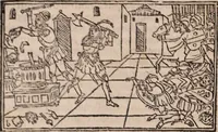 An illustration from Catalogus sanctorum [et] gestorum eoru[m] ex diuersis voluminibus collectus: editus a reuere[n]dissimo in [Christo] patre domino Petro de natalibus de venetijs dei gratia e[pisco]po Equilino (1506)