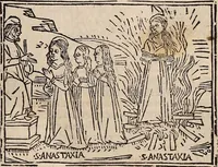 An illustration from Catalogus sanctorum [et] gestorum eoru[m] ex diuersis voluminibus collectus: editus a reuere[n]dissimo in [Christo] patre domino Petro de natalibus de venetijs dei gratia e[pisco]po Equilino (1506)