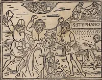 An illustration from Catalogus sanctorum [et] gestorum eoru[m] ex diuersis voluminibus collectus: editus a reuere[n]dissimo in [Christo] patre domino Petro de natalibus de venetijs dei gratia e[pisco]po Equilino (1506)