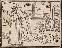 An illustration from Catalogus sanctorum [et] gestorum eoru[m] ex diuersis voluminibus collectus: editus a reuere[n]dissimo in [Christo] patre domino Petro de natalibus de venetijs dei gratia e[pisco]po Equilino (1506)
