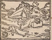 An illustration from Catalogus sanctorum [et] gestorum eoru[m] ex diuersis voluminibus collectus: editus a reuere[n]dissimo in [Christo] patre domino Petro de natalibus de venetijs dei gratia e[pisco]po Equilino (1506)