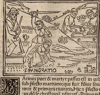 Picture 36 of 243 from Catalogus sanctorum [et] gestorum eoru[m] ex diuersis voluminibus collectus: editus a reuere[n]dissimo in [Christo] patre domino Petro de natalibus de venetijs dei gratia e[pisco]po Equilino (1506), leaf 44
