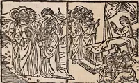 An illustration from Catalogus sanctorum [et] gestorum eoru[m] ex diuersis voluminibus collectus: editus a reuere[n]dissimo in [Christo] patre domino Petro de natalibus de venetijs dei gratia e[pisco]po Equilino (1506)