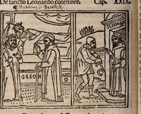 An illustration from Catalogus sanctorum [et] gestorum eoru[m] ex diuersis voluminibus collectus: editus a reuere[n]dissimo in [Christo] patre domino Petro de natalibus de venetijs dei gratia e[pisco]po Equilino (1506)