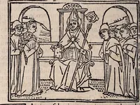 An illustration from Catalogus sanctorum [et] gestorum eoru[m] ex diuersis voluminibus collectus: editus a reuere[n]dissimo in [Christo] patre domino Petro de natalibus de venetijs dei gratia e[pisco]po Equilino (1506)