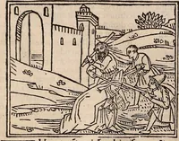 An illustration from Catalogus sanctorum [et] gestorum eoru[m] ex diuersis voluminibus collectus: editus a reuere[n]dissimo in [Christo] patre domino Petro de natalibus de venetijs dei gratia e[pisco]po Equilino (1506)