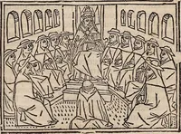 An illustration from Catalogus sanctorum [et] gestorum eoru[m] ex diuersis voluminibus collectus: editus a reuere[n]dissimo in [Christo] patre domino Petro de natalibus de venetijs dei gratia e[pisco]po Equilino (1506)