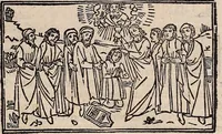 An illustration from Catalogus sanctorum [et] gestorum eoru[m] ex diuersis voluminibus collectus: editus a reuere[n]dissimo in [Christo] patre domino Petro de natalibus de venetijs dei gratia e[pisco]po Equilino (1506)