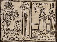 An illustration from Catalogus sanctorum [et] gestorum eoru[m] ex diuersis voluminibus collectus: editus a reuere[n]dissimo in [Christo] patre domino Petro de natalibus de venetijs dei gratia e[pisco]po Equilino (1506)
