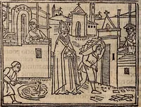 An illustration from Catalogus sanctorum [et] gestorum eoru[m] ex diuersis voluminibus collectus: editus a reuere[n]dissimo in [Christo] patre domino Petro de natalibus de venetijs dei gratia e[pisco]po Equilino (1506)