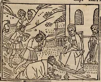An illustration from Catalogus sanctorum [et] gestorum eoru[m] ex diuersis voluminibus collectus: editus a reuere[n]dissimo in [Christo] patre domino Petro de natalibus de venetijs dei gratia e[pisco]po Equilino (1506)