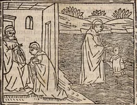 An illustration from Catalogus sanctorum [et] gestorum eoru[m] ex diuersis voluminibus collectus: editus a reuere[n]dissimo in [Christo] patre domino Petro de natalibus de venetijs dei gratia e[pisco]po Equilino (1506)