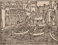 An illustration from Catalogus sanctorum [et] gestorum eoru[m] ex diuersis voluminibus collectus: editus a reuere[n]dissimo in [Christo] patre domino Petro de natalibus de venetijs dei gratia e[pisco]po Equilino (1506)