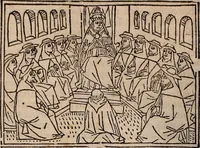 An illustration from Catalogus sanctorum [et] gestorum eoru[m] ex diuersis voluminibus collectus: editus a reuere[n]dissimo in [Christo] patre domino Petro de natalibus de venetijs dei gratia e[pisco]po Equilino (1506)