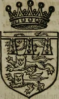 An illustration from A catalogve and succession of the kings, princes, dukes, marquesses, earles, and viscounts of this realme of England, since the Norman conquest, to this present yeere 1622. Together with their armes, wiues, and children; the times of their deaths and burials, with many of their memorable actions (1622)