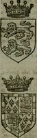 An illustration from A catalogve and succession of the kings, princes, dukes, marquesses, earles, and viscounts of this realme of England, since the Norman conquest, to this present yeere 1622. Together with their armes, wiues, and children; the times of their deaths and burials, with many of their memorable actions (1622)