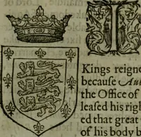An illustration from A catalogve and succession of the kings, princes, dukes, marquesses, earles, and viscounts of this realme of England, since the Norman conquest, to this present yeere 1622. Together with their armes, wiues, and children; the times of their deaths and burials, with many of their memorable actions (1622)