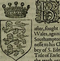An illustration from A catalogve and succession of the kings, princes, dukes, marquesses, earles, and viscounts of this realme of England, since the Norman conquest, to this present yeere 1622. Together with their armes, wiues, and children; the times of their deaths and burials, with many of their memorable actions (1622)
