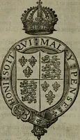 An illustration from A catalogve and succession of the kings, princes, dukes, marquesses, earles, and viscounts of this realme of England, since the Norman conquest, to this present yeere 1622. Together with their armes, wiues, and children; the times of their deaths and burials, with many of their memorable actions (1622)