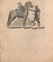 An illustration from La cavalerie françoise et italienne, ou, L'art de bien dresser les chevaux, selon les preceptes des bonnes écoles des deux nations : tant pour le plaisir de la carriere, et des carozels que pour le service de la guerre (1620)