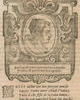An illustration from Cefalogia fisonomica diuisa in dieci deche : doue conforme à'documenti d'Aristotile, e d'altri filosofi naturali, con breui discorsi, e diligenti osseruationi si esaminano le fisonomie : di cento teste humane che intagliate si vedono in quest' opera : dalle quali per più segni e congetture si dimostrano varie inclinationi di huomini e don̄e (1630)