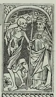 An illustration from The celebrated Hans Holbein's Alphabet of death : illustrated with old borders engraved on wood with Latin sentences and English quatrains (1856)