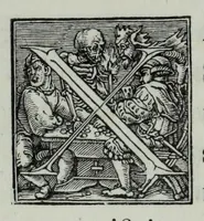 An illustration from The celebrated Hans Holbein's Alphabet of death : illustrated with old borders engraved on wood with Latin sentences and English quatrains (1856)