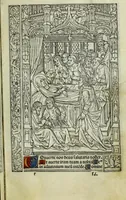 An illustration from Ces presentes heures a lusaige de Romme furent acheuees le xvii. iour de Auril. Lan .M.CCCC.iiii.xx. et xvii. pour Simon vostre Libraire demoura[n]t a la rue neueu a lenseigne sainct Jehan leuangeliste