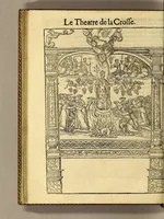 Picture 17 of 19 from Cest la deduction du sumptueux ordre, plaisantz spectacles et magnifiques theatres dresses, et exhibes par les citoiens de Rouen ville metropolitaine du pays de Normandie, : a la sacree maiesté du treschristian [sic] Roy de France, Henry Secō[n]d leur souuerain seigneur, et à tresillustre [sic] dame, ma dame Katharine de Medicis, la royne son espouze, lors de leur triumphant ioyeulx & nouuel aduenement en icelle ville, qui fut es iours de mercredy & ieudy premier & secō[n]d iours d'octobre, mil cinq cens cinquante, et pour plus expresse intelligence de ce tant excellent triumphe, les figures & pourtraictz des principaulx a[d]ornementz d'iceluy y sont apposez chascun en son lieu comme l'on pourra veoir par le discours de l'histoire. Auec priuilege du Roy (1551), leaf 108