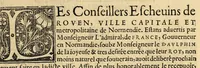 Picture 3 of 19 from Cest la deduction du sumptueux ordre, plaisantz spectacles et magnifiques theatres dresses, et exhibes par les citoiens de Rouen ville metropolitaine du pays de Normandie, : a la sacree maiesté du treschristian [sic] Roy de France, Henry Secō[n]d leur souuerain seigneur, et à tresillustre [sic] dame, ma dame Katharine de Medicis, la royne son espouze, lors de leur triumphant ioyeulx & nouuel aduenement en icelle ville, qui fut es iours de mercredy & ieudy premier & secō[n]d iours d'octobre, mil cinq cens cinquante, et pour plus expresse intelligence de ce tant excellent triumphe, les figures & pourtraictz des principaulx a[d]ornementz d'iceluy y sont apposez chascun en son lieu comme l'on pourra veoir par le discours de l'histoire. Auec priuilege du Roy (1551), leaf 19
