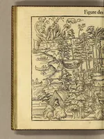 Picture 12 of 19 from Cest la deduction du sumptueux ordre, plaisantz spectacles et magnifiques theatres dresses, et exhibes par les citoiens de Rouen ville metropolitaine du pays de Normandie, : a la sacree maiesté du treschristian [sic] Roy de France, Henry Secō[n]d leur souuerain seigneur, et à tresillustre [sic] dame, ma dame Katharine de Medicis, la royne son espouze, lors de leur triumphant ioyeulx & nouuel aduenement en icelle ville, qui fut es iours de mercredy & ieudy premier & secō[n]d iours d'octobre, mil cinq cens cinquante, et pour plus expresse intelligence de ce tant excellent triumphe, les figures & pourtraictz des principaulx a[d]ornementz d'iceluy y sont apposez chascun en son lieu comme l'on pourra veoir par le discours de l'histoire. Auec priuilege du Roy (1551), leaf 90