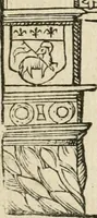 Picture 40 of 45 from Cest la dedvction du sumptueux ordre, plaisantz spectacles et magnifiqves theatres : dresses et exhibes par les citoiens de Rouen, ville metropolitaine du pays de Normandie, a la sacree maiesté du treschristian roy de France, Henry Secõd leur souuerain seigneur, et à tresillustre dame, ma dame Katharine de Medicis, la royne son espouze, lors de leur triumphant, ioyeulx & nouuel aduenement en icelle ville, qui fut es iours de mercredy & ieudy premier & secõd iours d'octobre, mil cinq cens cinquante : et pour plus expresse intelligence de ce tant excellent triumphe, les figures & pourtraictz des principaulx aornementz d'iceluy y sont apposez chascun en son lieu comme l'on pourra veoir par le discours de l'histoire (1551), leaf 101