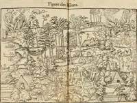 Picture 33 of 45 from Cest la dedvction du sumptueux ordre, plaisantz spectacles et magnifiqves theatres : dresses et exhibes par les citoiens de Rouen, ville metropolitaine du pays de Normandie, a la sacree maiesté du treschristian roy de France, Henry Secõd leur souuerain seigneur, et à tresillustre dame, ma dame Katharine de Medicis, la royne son espouze, lors de leur triumphant, ioyeulx & nouuel aduenement en icelle ville, qui fut es iours de mercredy & ieudy premier & secõd iours d'octobre, mil cinq cens cinquante : et pour plus expresse intelligence de ce tant excellent triumphe, les figures & pourtraictz des principaulx aornementz d'iceluy y sont apposez chascun en son lieu comme l'on pourra veoir par le discours de l'histoire (1551), leaf 83