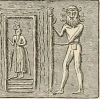 An illustration from The Chaldean account of Genesis : containing the description of the creation, the deluge, the tower of Babel, the destruction of Sodom, the times of the Patriarchs, and Nimrod, Babylonian fables, and legends of the gods : from the cuneiform inscriptions (1876)