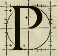 An illustration from Champ fleury : au quel est contenu lart & science de la deue & vraye proportio[n] des lettres attiques, quo[n] dit autreme[n]t lettres antiques, & vulgairement lettres romaines proportionnes selon le corps & visage humain ... (1529)