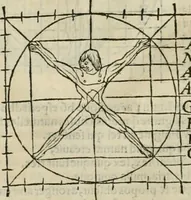 An illustration from Champ fleury : au quel est contenu lart & science de la deue & vraye proportio[n] des lettres attiques, quo[n] dit autreme[n]t lettres antiques, & vulgairement lettres romaines proportionnes selon le corps & visage humain ... (1529)