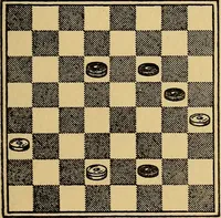 An illustration from Checker classics; the expert's handbook of American match games with analyses, notes, and diagrams (1922)