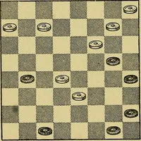 An illustration from Checker classics; the expert's handbook of American match games with analyses, notes, and diagrams (1922)