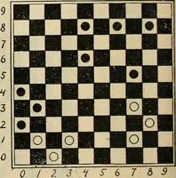 An illustration from Checkers; a treatise on the game (1896)