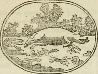 An illustration from Choice emblems : natural, historical, fabulous, moral and divine, for the improvement and pastime of youth : ornamented with near fifty handsome allegorical engravings, designed on purpose for this work : with pleasing and familiar descriptions to each, in prose and verse, serving to display the beauties and morals of the ancient fabulists : the whole calculated to convey the golden lessons of instruction under a new and more delightful dress : written for the amusement of the right honorable Lord Newbattle (1772)