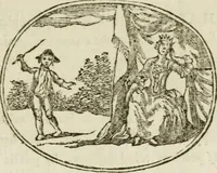 An illustration from Choice emblems : natural, historical, fabulous, moral and divine, for the improvement and pastime of youth : ornamented with near fifty handsome allegorical engravings, designed on purpose for this work : with pleasing and familiar descriptions to each, in prose and verse, serving to display the beauties and morals of the ancient fabulists : the whole calculated to convey the golden lessons of instruction under a new and more delightful dress : written for the amusement of the right honorable Lord Newbattle (1772)