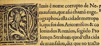 An illustration from Chorographia de alguns lugares que stam em hum caminho, que fez Gaspar Barreiros ó anno de M.D.xxxxvj. começa[n]do na cidade de Badajoz em Castella, te á de Milam em Italia, co[m] algu[m]as outras obras, cujo catalogo vai scripto com os nomes dos dictos lugares, na folha seguinte. (1561)