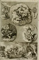 An illustration from Iconologia deorum, oder Abbildung der Götter : welche von den alten verehret Worden ; ais dem Welt-berümtesten Antichen der Griechischen und Römischen Statuen, auch in Marmel, Porfido-Stein, Metall, Agat, Onyx, Sardonich und andren Edelsteinen befindlichen Bildereyen, sorgfältig abgesehen, samt dero eigentlicher Beschreibung und Erklärung der Heidnischen Tempel-Ceremonien, auch Vorbildung der thiere und anderer Sachen, die auf hieroglyphische und emblematische Art, nach Weise der Egyptischen Schrifften, schicklich können vorgebracht und auf einen gewissen Verstand gerichtet werden ; deme allem vorgefügt ist, des durchleuchtigen Palm-Ordens der Hochlöbl. fruchtbringenden Gesellschaft auf dem Parnass aufgestellter ehren-Tempel (1680)