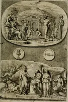 An illustration from Iconologia deorum, oder Abbildung der Götter : welche von den alten verehret Worden ; ais dem Welt-berümtesten Antichen der Griechischen und Römischen Statuen, auch in Marmel, Porfido-Stein, Metall, Agat, Onyx, Sardonich und andren Edelsteinen befindlichen Bildereyen, sorgfältig abgesehen, samt dero eigentlicher Beschreibung und Erklärung der Heidnischen Tempel-Ceremonien, auch Vorbildung der thiere und anderer Sachen, die auf hieroglyphische und emblematische Art, nach Weise der Egyptischen Schrifften, schicklich können vorgebracht und auf einen gewissen Verstand gerichtet werden ; deme allem vorgefügt ist, des durchleuchtigen Palm-Ordens der Hochlöbl. fruchtbringenden Gesellschaft auf dem Parnass aufgestellter ehren-Tempel (1680)