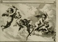 An illustration from Iconologia deorum, oder Abbildung der Götter : welche von den alten verehret Worden ; ais dem Welt-berümtesten Antichen der Griechischen und Römischen Statuen, auch in Marmel, Porfido-Stein, Metall, Agat, Onyx, Sardonich und andren Edelsteinen befindlichen Bildereyen, sorgfältig abgesehen, samt dero eigentlicher Beschreibung und Erklärung der Heidnischen Tempel-Ceremonien, auch Vorbildung der thiere und anderer Sachen, die auf hieroglyphische und emblematische Art, nach Weise der Egyptischen Schrifften, schicklich können vorgebracht und auf einen gewissen Verstand gerichtet werden ; deme allem vorgefügt ist, des durchleuchtigen Palm-Ordens der Hochlöbl. fruchtbringenden Gesellschaft auf dem Parnass aufgestellter ehren-Tempel (1680)