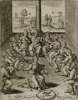 Picture 27 of 136 from Christeliicken waerseggher : de principale stucken van t'Christen geloof en Leuen int cort begrijpende : met een rolle der deugtsaemheyt daer op dienende : ende een schildt-wacht teghen de valsche waersegghers, tooueraers, etc. (1603), leaf 104