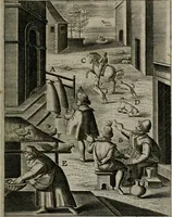 Picture 47 of 136 from Christeliicken waerseggher : de principale stucken van t'Christen geloof en Leuen int cort begrijpende : met een rolle der deugtsaemheyt daer op dienende : ende een schildt-wacht teghen de valsche waersegghers, tooueraers, etc. (1603), leaf 194